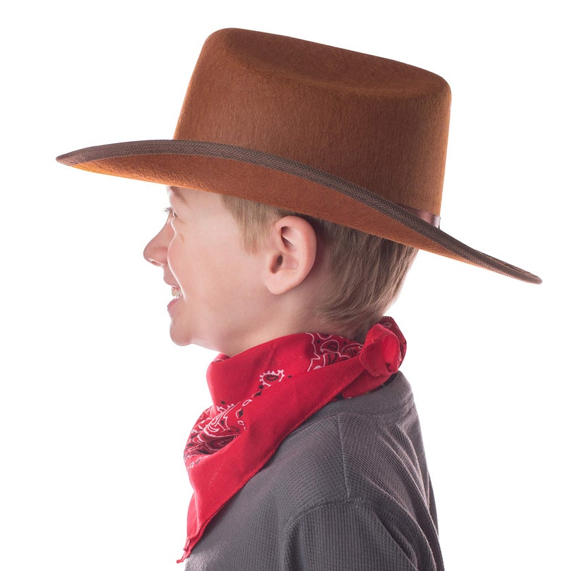 Aeromax Jr. Cowboy Hat Brown with Tan Cowboy Logo & Bandanna, One Size - Image 3